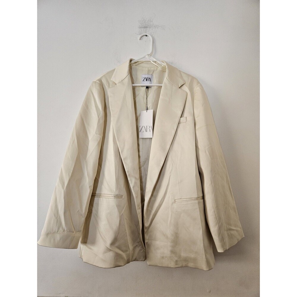 ZARA NWT ZARA OVERSIZED SATIN EFFECT BLAZER Size S Cream/Ivory - Picture 5 of 13